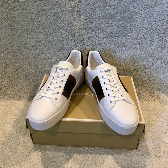 Michael kors Poppy Faux Leather And Logo Stripe Sneakers Size: 9.5 - Picture 4 of 10